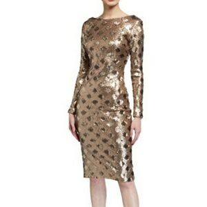 Dress the Population Emery Sequin Sheath Dress Gold size small